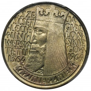 10 Zloty 1964 Kasimir der Große - PCGS MS66 - Reliefaufschrift auf der Vorderseite