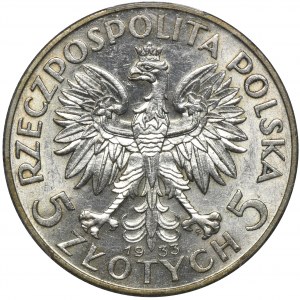 Head of a Woman, 5 gold Warsaw 1933 - PCGS MS62