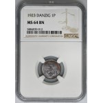 Wolne Miasto Gdańsk, 1 fenig 1923 - NGC MS64 BN