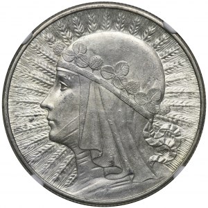 Głowa Kobiety, 10 złotych Londyn 1932 - NGC MS62