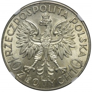 Głowa Kobiety, 10 złotych Londyn 1932 - NGC MS62