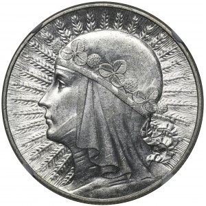 Głowa Kobiety, 10 złotych Warszawa 1932 - NGC MS61