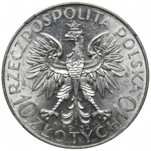 Głowa Kobiety, 10 złotych Warszawa 1932 - NGC MS61