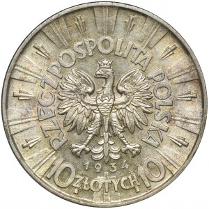 Piłsudski, 10 złotych 1934 - NGC AU55 - RZADKIE