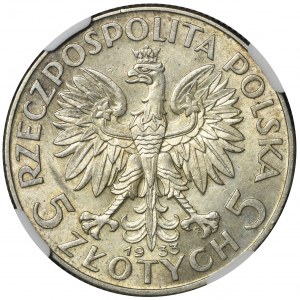 Głowa Kobiety, 5 złotych Warszawa 1933 - NGC MS63