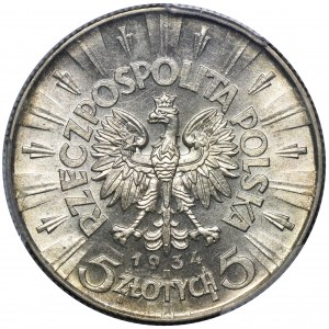 Piłsudski, 5 Zloty 1934 - PCGS MS62