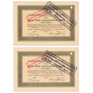 Aurag Ausrustungs Aktiengesellschaft, Aktien zu 500 Mark 1923 (2 Stck.).