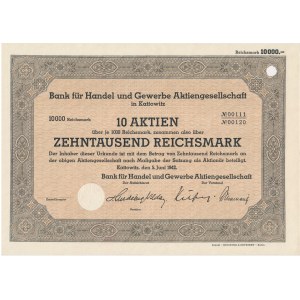 Bank fur Handel und Gewerbe Aktiengesellschaft, share of 10,000 marks 1942