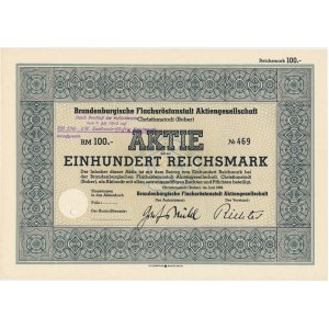 Brandburgische Flachsrostanstalt Aktiengesellschaft, share 100 marks 1939