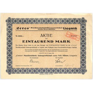 Ceres Maschimemfabrik Aktiengesellschaft, akcja 1.000 marek 1922