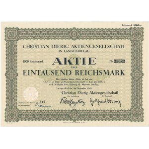 Christian Dierig Aktiengesellschaft, Aktie 1.000 Mark 1941