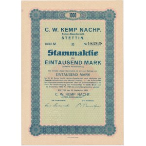 C. W. Kemp Nachf. Aktiengesellschaft, Anteil 1.000 Mark 1923