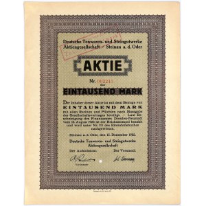 Schlesische Furnierwerke in Ścinawa nad Odrą, Anteil 1.000 Mark 1922