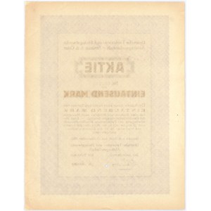 Schlesische Furnierwerke in Ścinawa nad Odrą, Anteil 1.000 Mark 1922