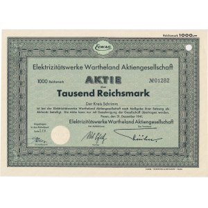 Elektrizitatswerke Wartheland Aktiengesellschaft, 1.000 Mark 1941