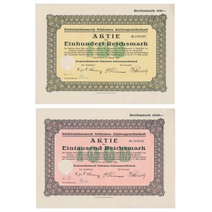 Elektrizitatswerk Schlesien Aktiengesellschaft, shares of 100 and 1,000 marks 1926