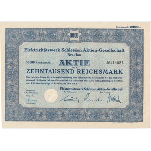 Elektrizitatswerk Schlesien Aktiengesellschaft, akcja 10.000 marek 1942