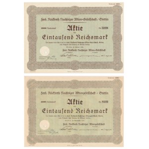 Branntwein- und Likörproduktion, Anteile 1.000 Mark 1938-1942 (2 Stk.).