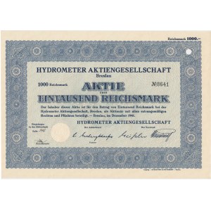 Hydrometr Fabryka wodomierzy, akcja 100 marek 1927