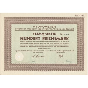 Hydrometr Aktiengesellschaft Wrocław, akcja 1.000 marek 1941