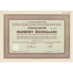 Hydrometr Aktiengesellschaft Breslau, stock 1,000 marks 1941