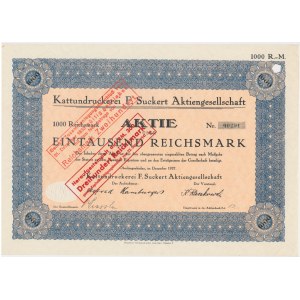 Katttundruckerei F. Suckert Aktiengesellschaft, share 1,000 marks 1927