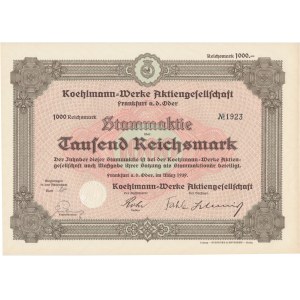 Koehlmann Werke Aktiengesellschaft, Aktie 1.000 Mark 1939