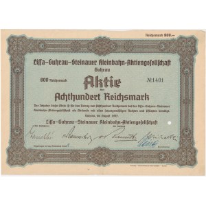 Lilla-Guhrau-Steinauer Kleinbahn Aktiengesellschaft, Aktie 800 Mark 1937