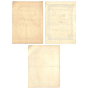Mechanische Weberei Sorau, shares of 1,000 marks 1886-1922 (3 pieces).