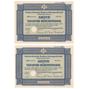 Niederschlesische Bergbau Aktiengesellschaft, akcje 1.000 marek 1937 (2 szt.)