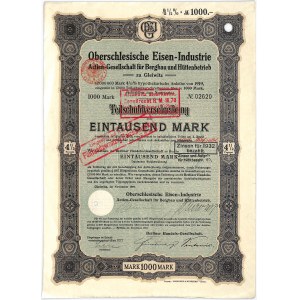 Oberschlesische Eisen-Industrie Aktiengesellschaft, Anteil 1.000 Mark 1919