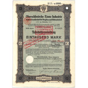 Oberschlesische Eisen-Industrie Aktiengesellschaft, akcja 1.000 marek 1919