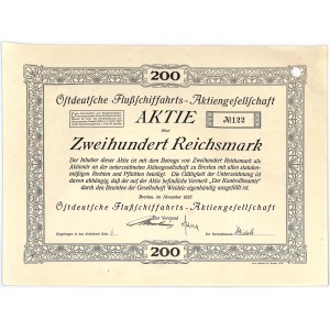 Ostdeutsche Fluschiffahrts Aktiengesellschaft, Aktie 200 Mark 1925