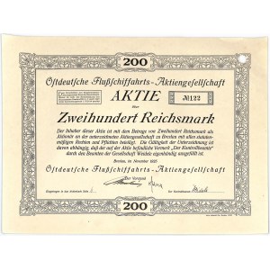 Ostdeutsche Fluschiffahrts Aktiengesellschaft, stock 200 marks 1925