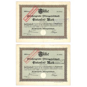 Preutzengrube Aktiengesellschaft, shares of 1,000 marks 1922 (2 pieces).