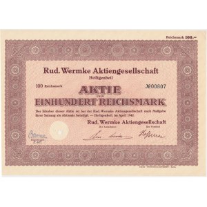 Rud. Wermke Aktiengesellschaft, stock 100 marks 1942