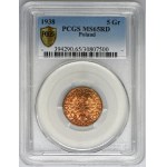 5 groszy 1938 - PCGS MS65 RD