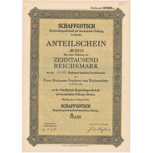 Schaffgotsch Bergwerksgesellschaft, share 10,000 marks 1943