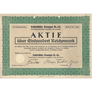 Schlesische Saatgut A.G., stock 100 marks 1937