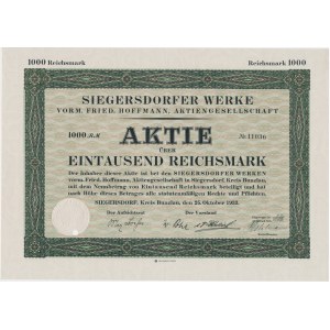 Siegersdorfer Werke, stock 1,000 marks 1933