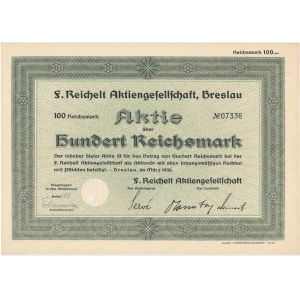 S. Reichelt Aktiengesellschaft, stock 100 marks 1938