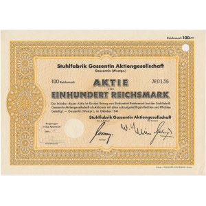 Stuhlfabrik Gossentin Aktiengesellschaft, akcja 100 marek 1941