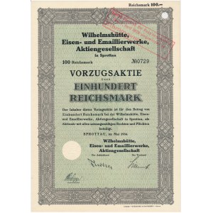 Wilhelmshutte Eisen- und Emaillierwerke, Aktion 100 Mark 1934