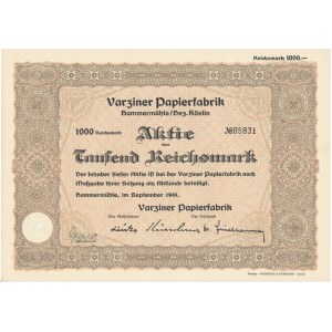 Varziner Papierfabrik, Anteil 1.000 Mark 1941