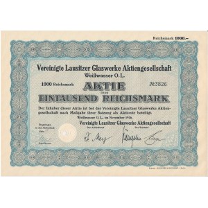 Vereinigte Lausitzer Glaswerke Aktiengesellschaft, Anteil 1.000 Mark 1936