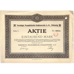 Vereinigte Neumarkische Kohlenwerke Aktiengesellschaft, akcja 1.000 marek 1923