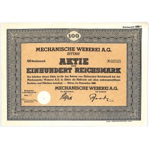 Mechanische Weberei Aktiengesellschaft, Aktion 100 Mark 1940