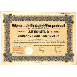 Ostpreußische Kleinbahnen Aktiengesellschaft, Aktie 700 Mark 1925