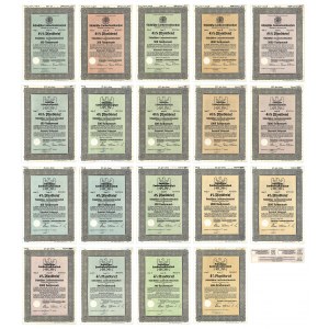 Schlesische Landeskreditanstalt, pledge letters 100-5,000 marks 1936-1944 (19 pieces).