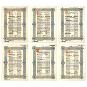 Schlesische Landschaft, pledge letters 100-5,000 marks 1927 (6 pieces).